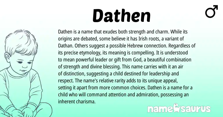 Infographic about Dathen name meaning, Dathen is a name from Irish origin(s).