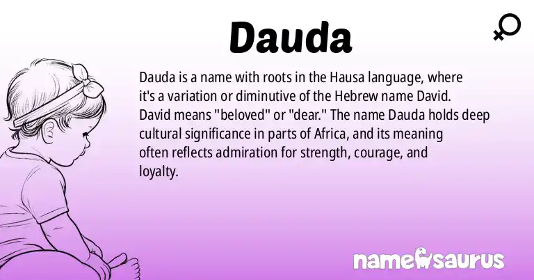 Infographic about Dauda name meaning, Dauda is a name from Hausa origin(s).