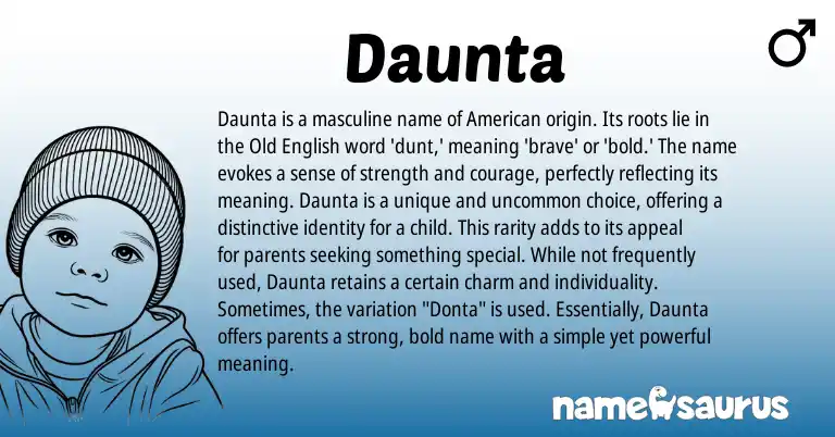 Infographic about Daunta name meaning, Daunta is a name from American, English origin(s).