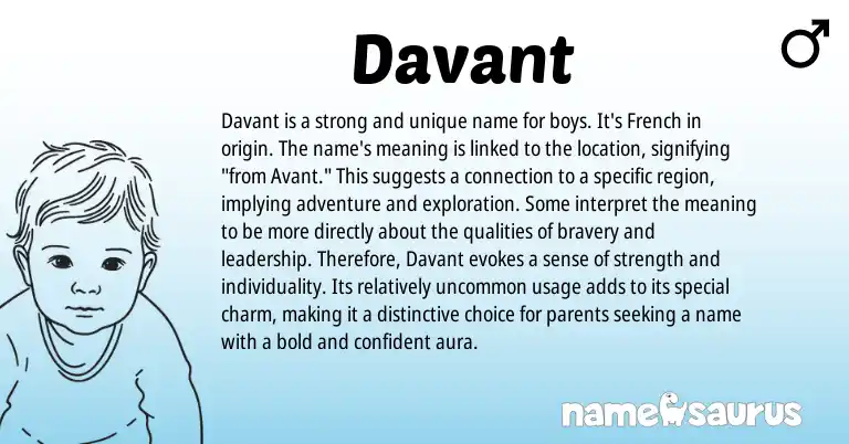 Infographic about Davant name meaning, Davant is a name from French origin(s).