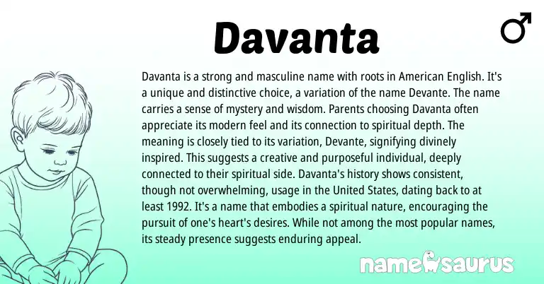 Infographic about Davanta name meaning, Davanta is a name from English, American origin(s).
