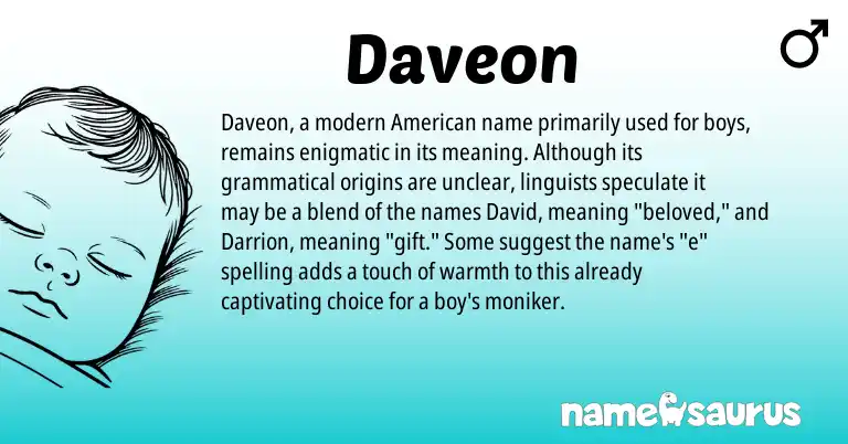 Infographic about Daveon name meaning, Daveon is a name from American origin(s).