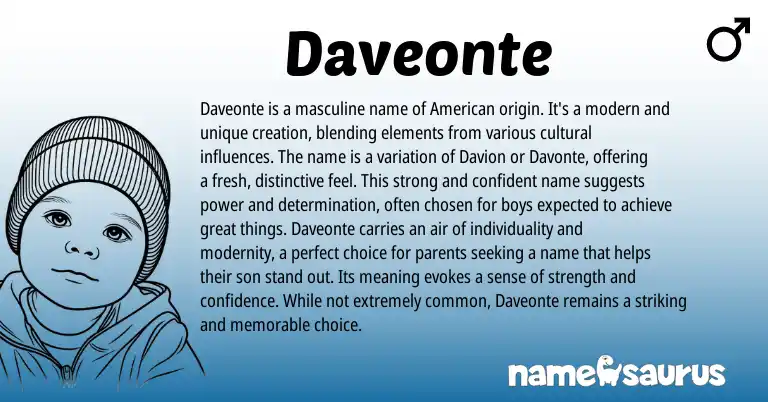 Infographic about Daveonte name meaning, Daveonte is a name from American origin(s).