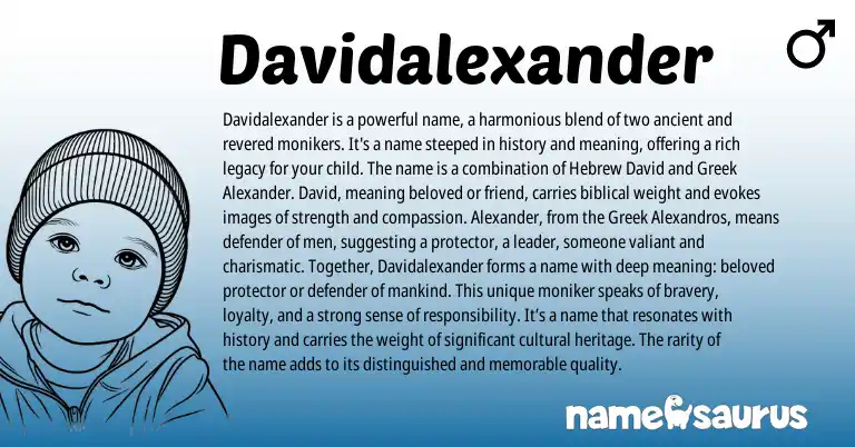 Infographic about Davidalexander name meaning, Davidalexander is a name from Hebrew, Biblical origin(s).