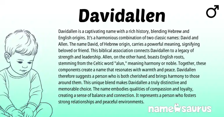 Infographic about Davidallen name meaning, Davidallen is a name from Hebrew, English origin(s).