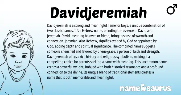 Infographic about Davidjeremiah name meaning, Davidjeremiah is a name from Hebrew origin(s).