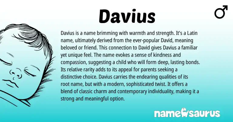 Infographic about Davius name meaning, Davius is a name from Latin origin(s).