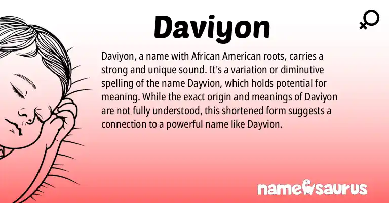 Infographic about Daviyon name meaning, Daviyon is a name from African American origin(s).