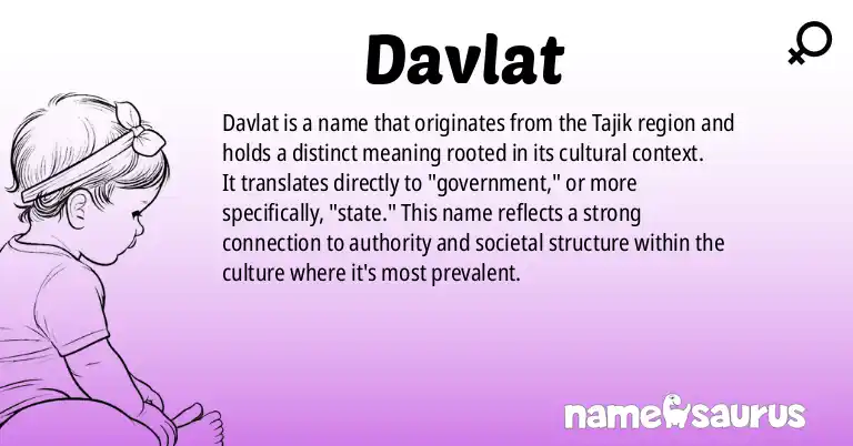 Infographic about Davlat name meaning, Davlat is a name from Tajik origin(s).