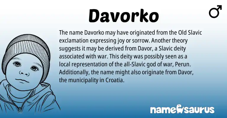 Infographic about Davorko name meaning, Davorko is a name from Slavic, Old Slavic origin(s).