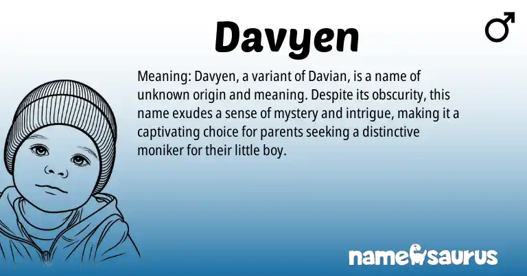 Infographic about Davyen name meaning, Davyen is a name from N/A origin(s).