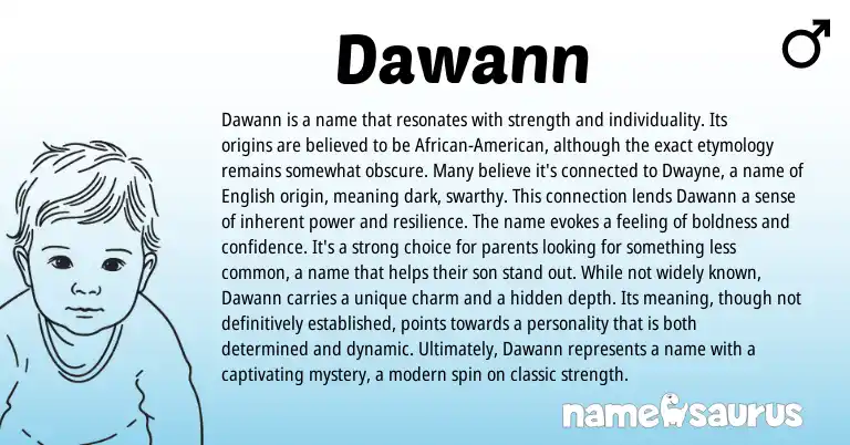 Infographic about Dawann name meaning, Dawann is a name from English, American origin(s).