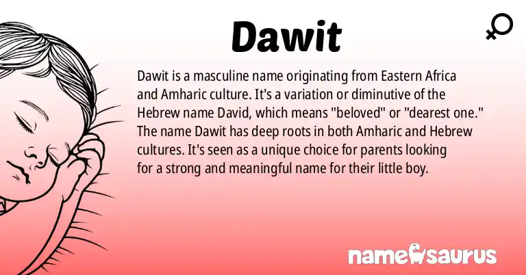 Infographic about Dawit name meaning, Dawit is a name from Eastern African, Amharic origin(s).