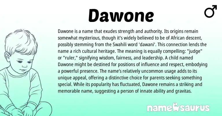 Infographic about Dawone name meaning, Dawone is a name from African, Swahili origin(s).