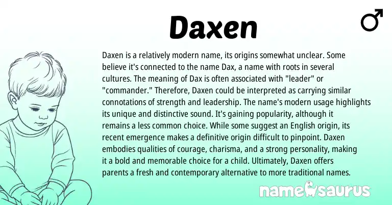 Infographic about Daxen name meaning, Daxen is a name from English origin(s).
