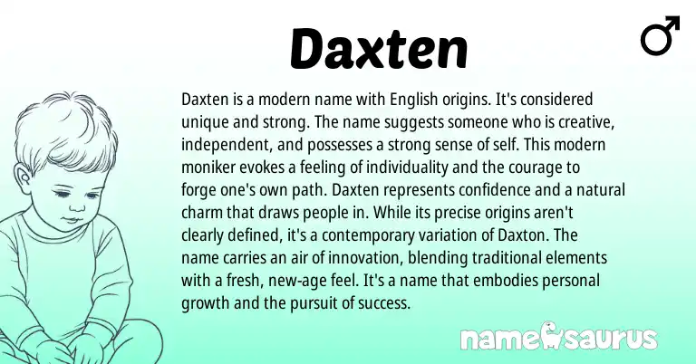Infographic about Daxten name meaning, Daxten is a name from Irish, English origin(s).