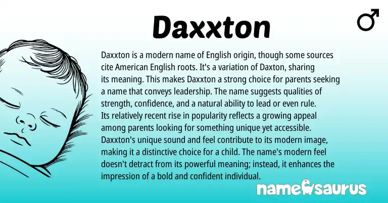 Infographic about Daxxton name meaning, Daxxton is a name from English origin(s).