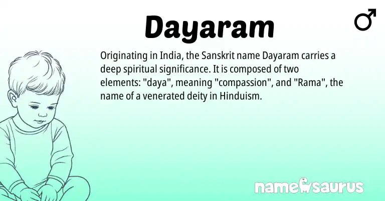 Infographic about Dayaram name meaning, Dayaram is a name from Hinduism, Sanskrit origin(s).