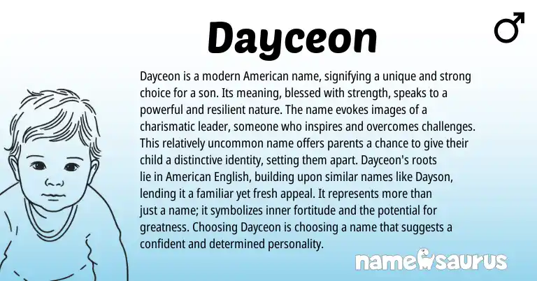 Infographic about Dayceon name meaning, Dayceon is a name from American origin(s).