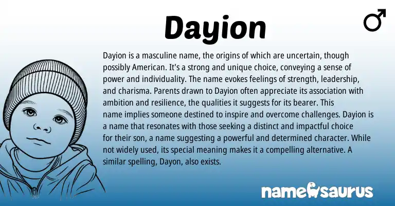 Infographic about Dayion name meaning, Dayion is a name from Other origin(s).