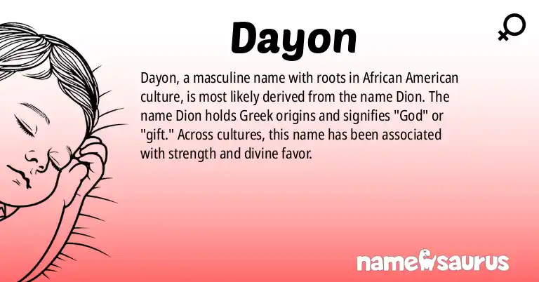 Infographic about Dayon name meaning, Dayon is a name from African American origin(s).