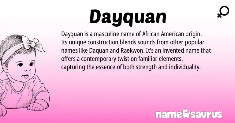 Infographic about Dayquan name meaning, Dayquan is a name from African American origin(s).