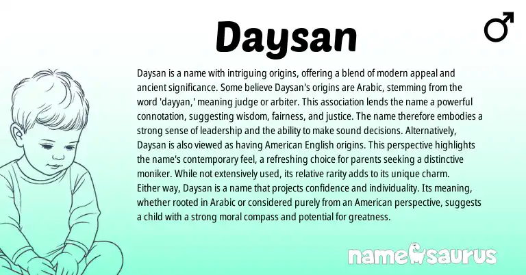 Infographic about Daysan name meaning, Daysan is a name from Arabic origin(s).