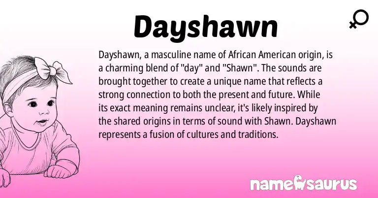 Infographic about Dayshawn name meaning, Dayshawn is a name from African American origin(s).