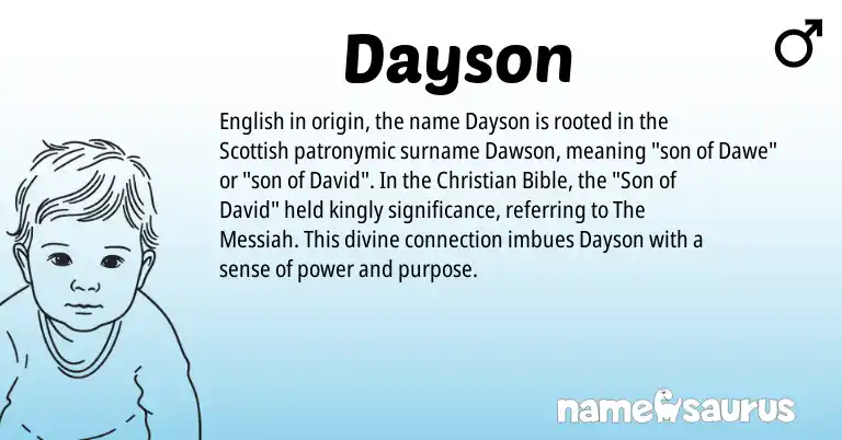 Infographic about Dayson name meaning, Dayson is a name from English, Scottish origin(s).