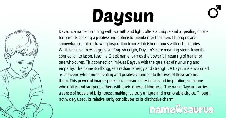 Infographic about Daysun name meaning, Daysun is a name from Greek origin(s).