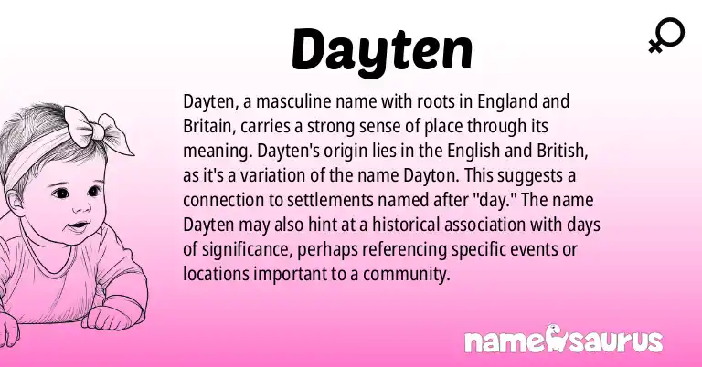 Infographic about Dayten name meaning, Dayten is a name from English, British origin(s).