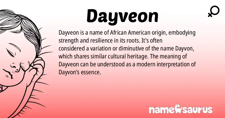 Infographic about Dayveon name meaning, Dayveon is a name from African American origin(s).