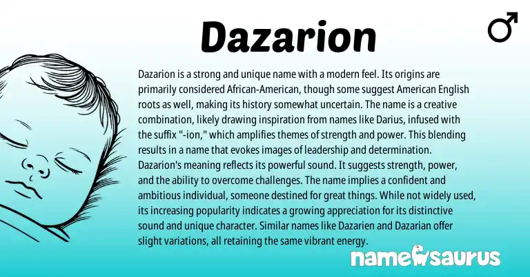Infographic about Dazarion name meaning, Dazarion is a name from Other origin(s).