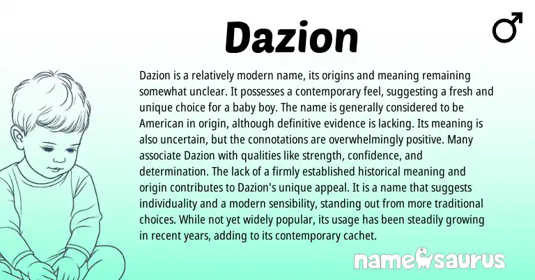 Infographic about Dazion name meaning, Dazion is a name from Other origin(s).