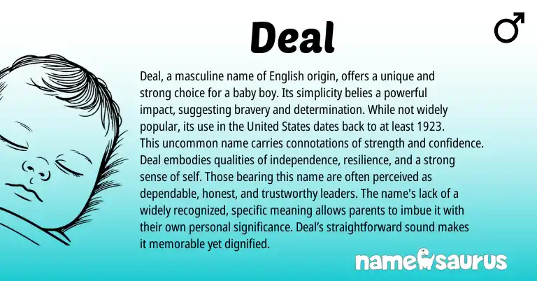 Infographic about Deal name meaning, Deal is a name from English origin(s).
