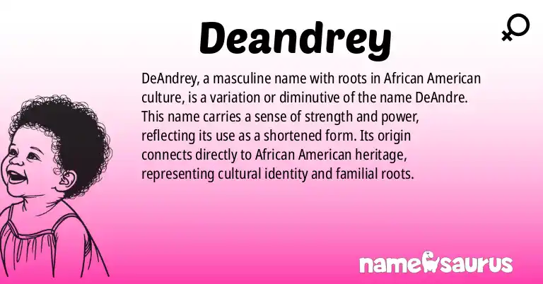 Infographic about Deandrey name meaning, Deandrey is a name from African American origin(s).
