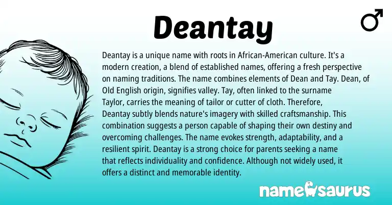 Infographic about Deantay name meaning, Deantay is a name from English, American origin(s).