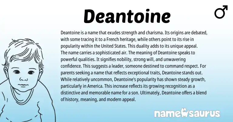 Infographic about Deantoine name meaning, Deantoine is a name from French origin(s).
