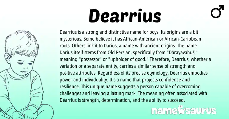 Infographic about Dearrius name meaning, Dearrius is a name from Other origin(s).