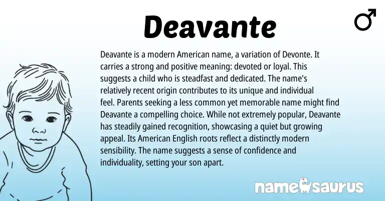 Infographic about Deavante name meaning, Deavante is a name from Other origin(s).