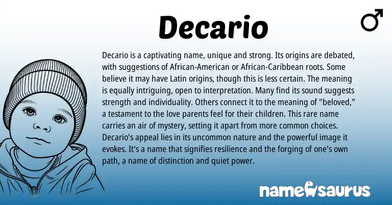 Infographic about Decario name meaning, Decario is a name from Other origin(s).