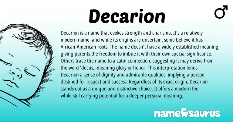 Infographic about Decarion name meaning, Decarion is a name from Latin origin(s).