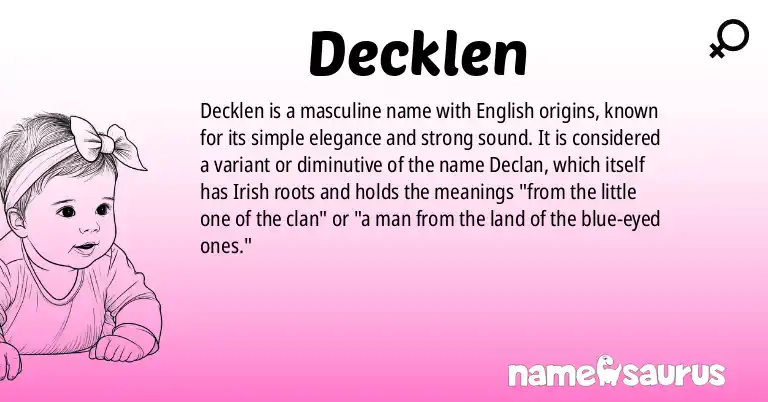 Infographic about Decklen name meaning, Decklen is a name from English origin(s).