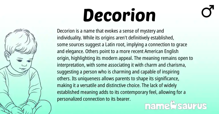 Infographic about Decorion name meaning, Decorion is a name from Latin origin(s).