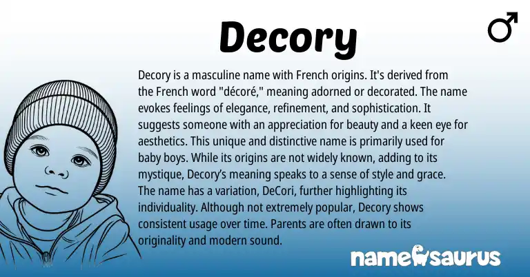 Infographic about Decory name meaning, Decory is a name from French origin(s).