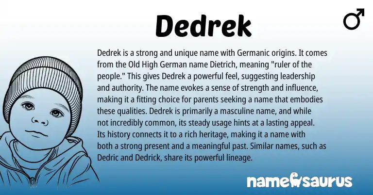 Infographic about Dedrek name meaning, Dedrek is a name from Germanic origin(s).