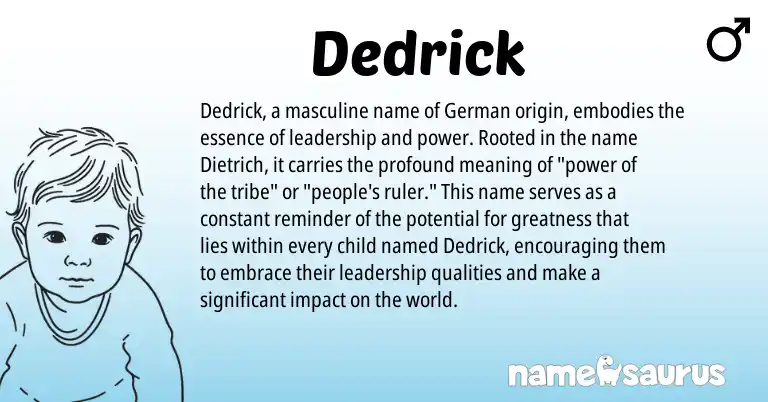 Infographic about Dedrick name meaning, Dedrick is a name from German origin(s).