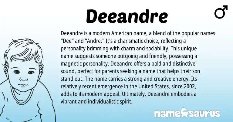 Infographic about Deeandre name meaning, Deeandre is a name from American origin(s).