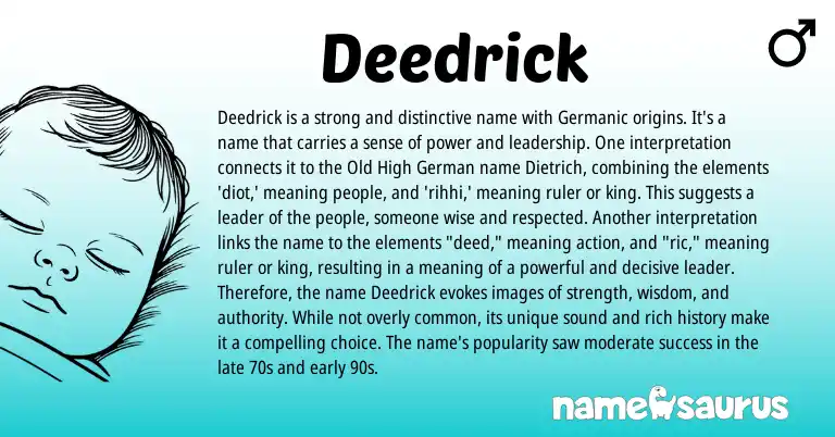 Infographic about Deedrick name meaning, Deedrick is a name from Germanic origin(s).