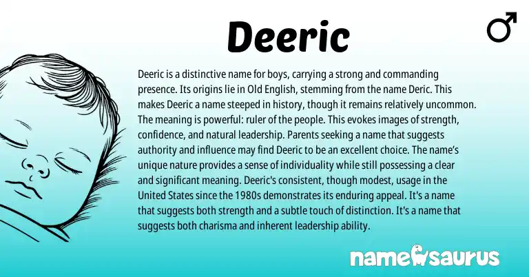 Infographic about Deeric name meaning, Deeric is a name from English origin(s).